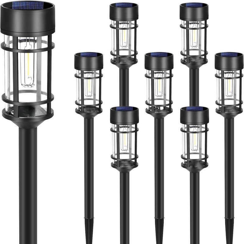 Zestaw 8 solarnych lamp wolframowych LED do użytku zewnętrznego, oświetlenie dekoracyjne, czas pracy 6-12 godzin