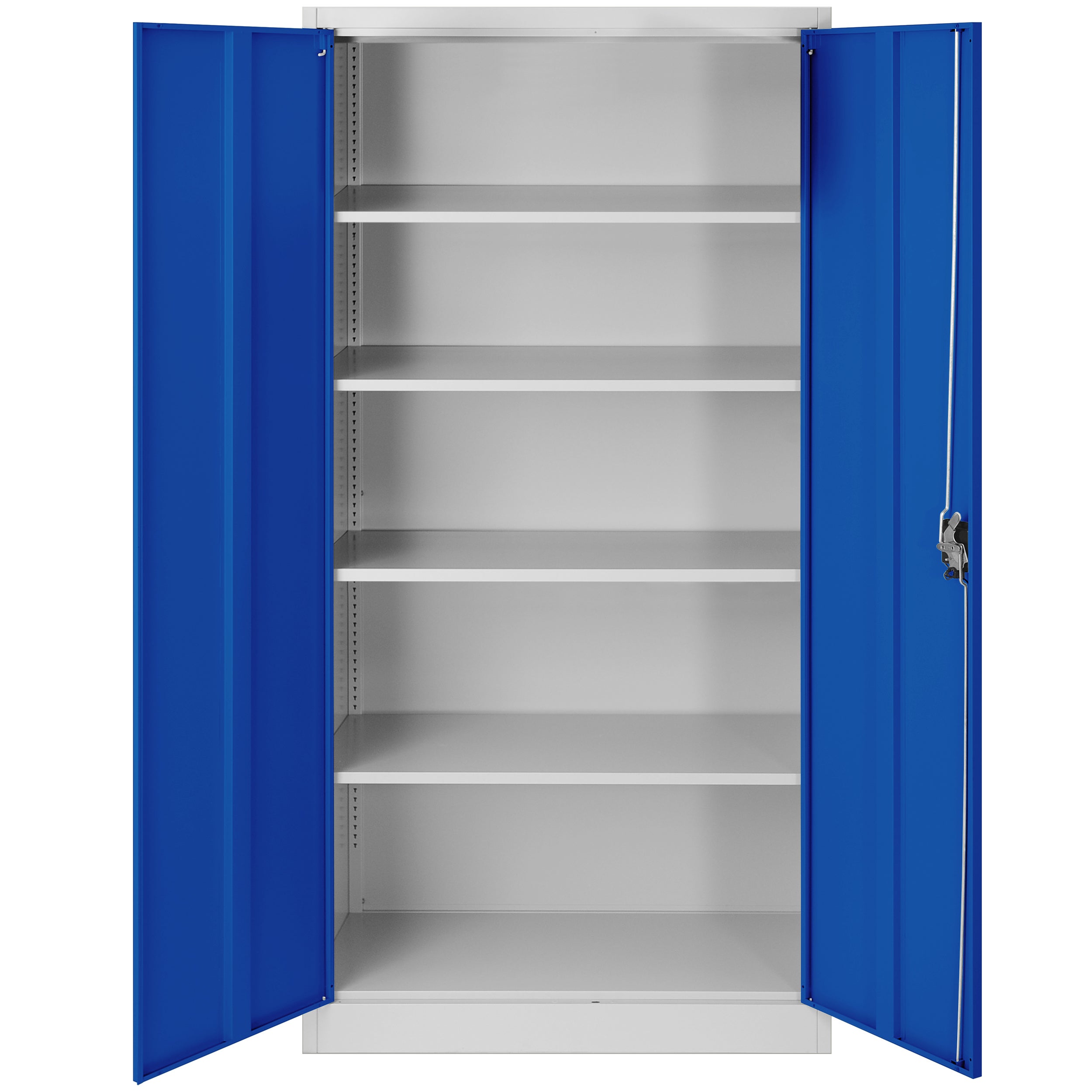 Armoire de Bureau de Rangement Métallique 4 étagères réglables 195 cm x 90 cm x 40 cm Gris-Bleu - 4