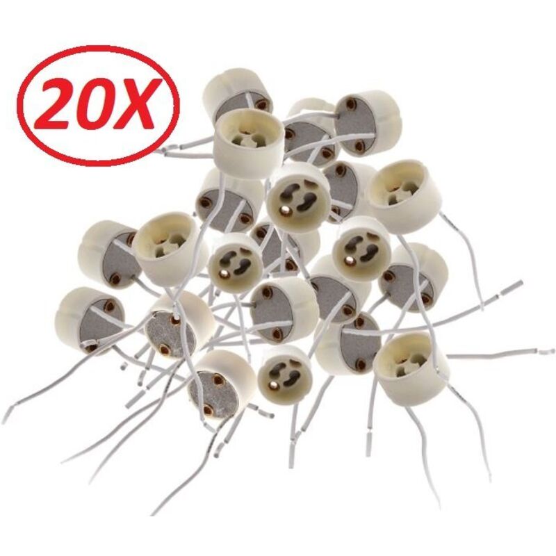 Opakowanie 20 sztuk gniazd GU10 do żarówek halogenowych lub LED