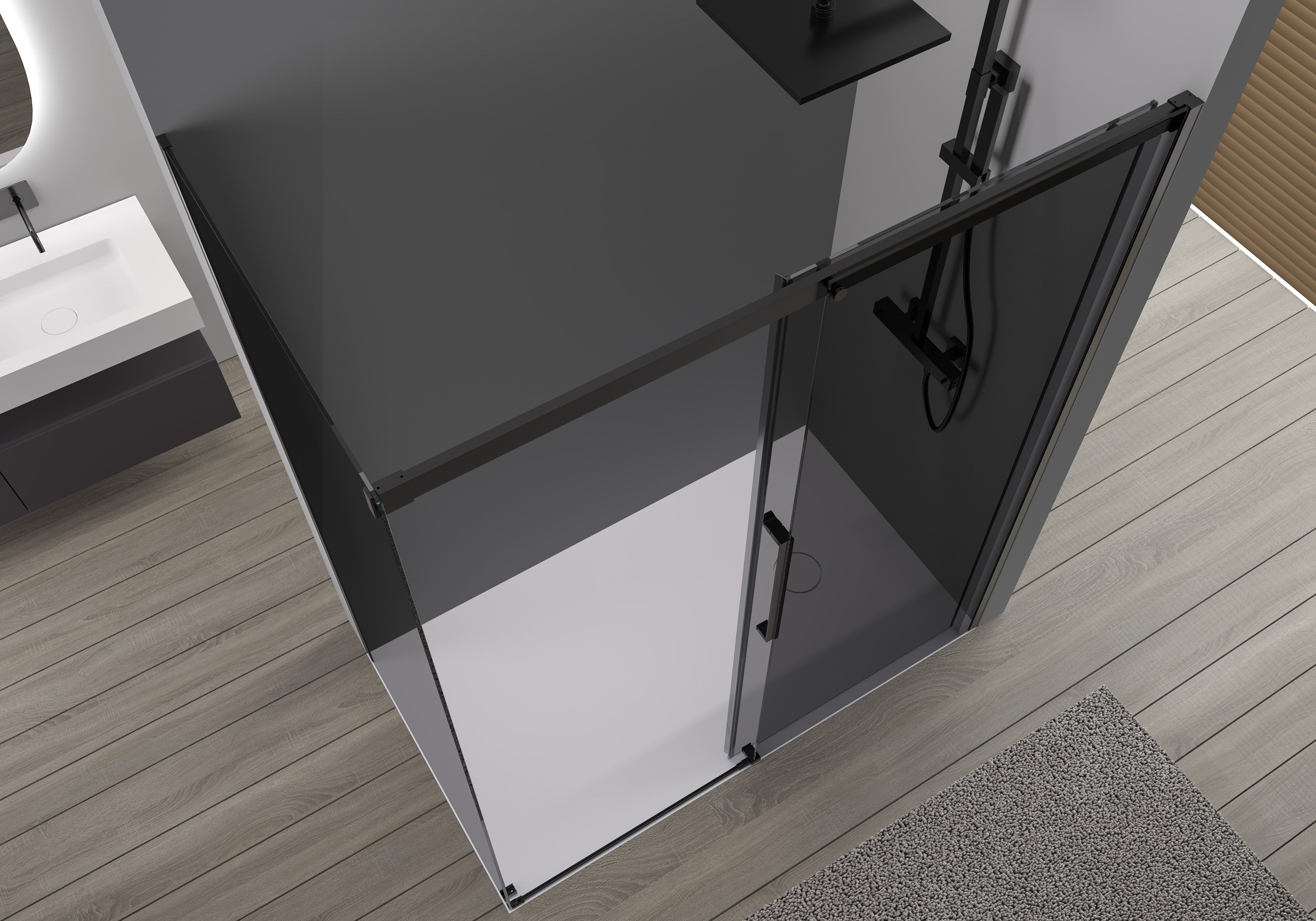 Bernstein Kabina prysznicowa narożna DX906 140x80cm drzwi przesuwne szkło szare 8mm - 3