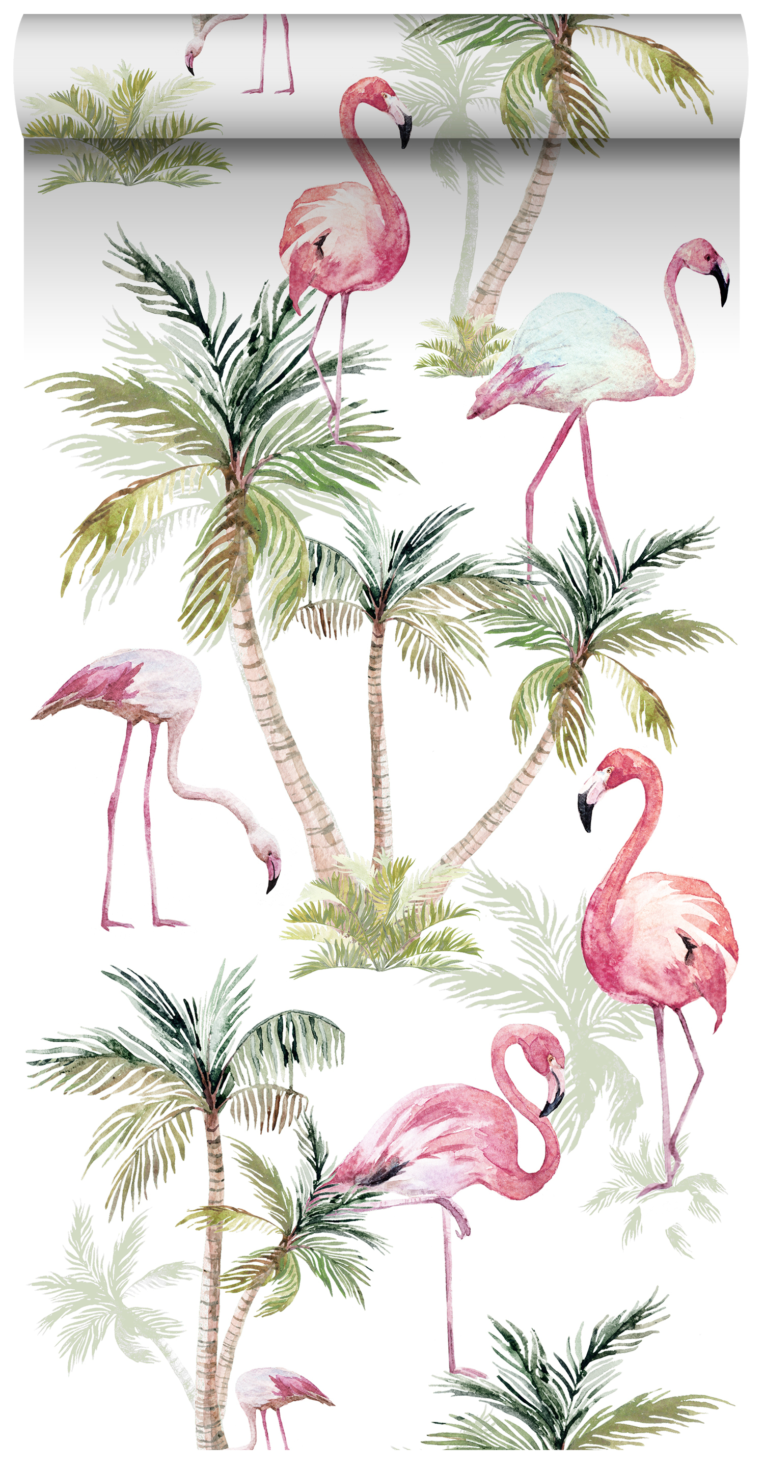 Papel pintado xxl flamencos rosa - 50 x 900 cm - estahome