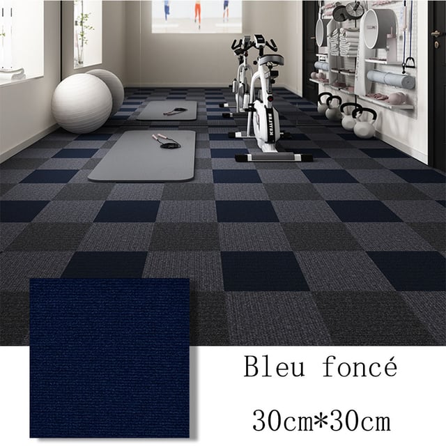 Paquet de 10 dalles de moquette autocollantes, dalles de moquette faciles à décoller et à coller（bleu foncé）