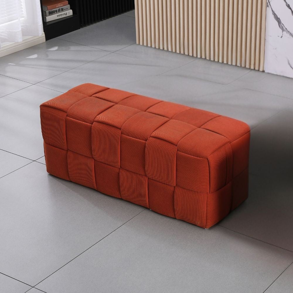 Pouf Contenitore LifeStyle Solutions Connor, Velluto Ruggine, 79x79x46cm, Con Coperchio Reversibile