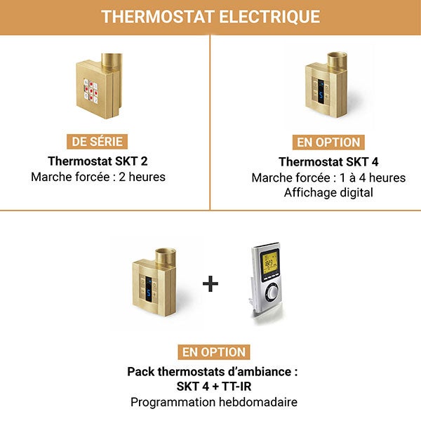 Sèche-serviette électrique doré - (HxL) 1580x700 mm - 1000 Watts - 1000 Watt - ALE1580-700E8BRA - 6