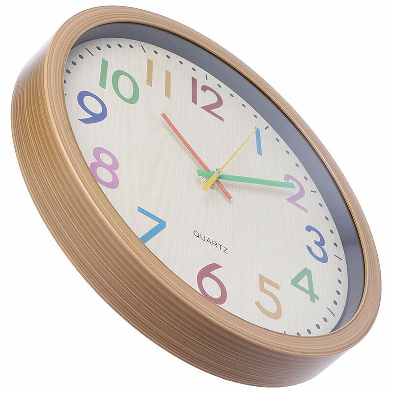 Murale silencieuse sans tic-tac pour enfants, horloge murale silencieuse sans tic-tac numéro coloré décoration de chambre d'enfants - 5
