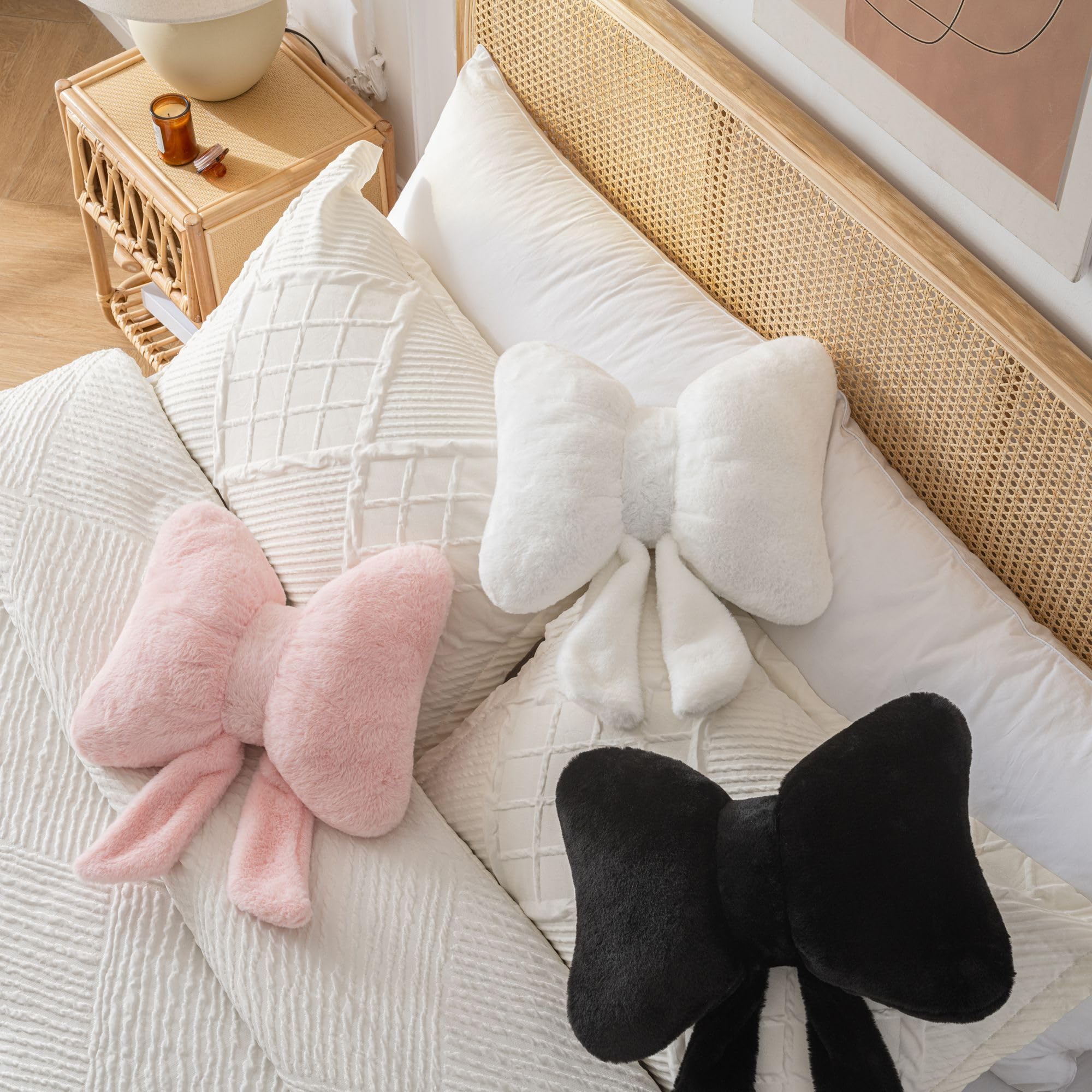 Coussin à nœud mignon, doux et moelleux, lavable à la main, coussin de soutien lombaire pour voiture, décoration pour chambre et canapé (noir) - 6