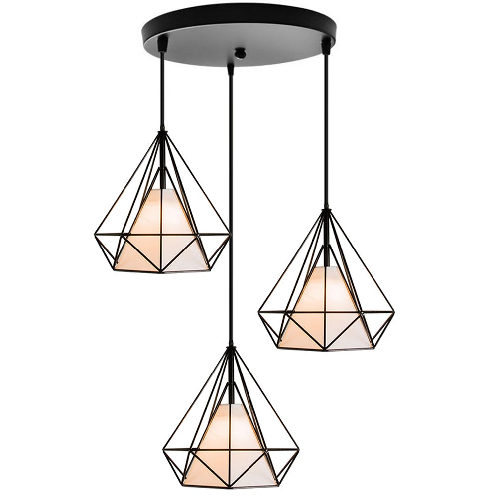 Lampadario A Sospensione Industriale Vintage, Paralume In Metallo Oro A Forma Di Gabbia Diamantata, 25cm, Lampada Da Soffitto Per Soggiorno Cucina, Stile Loft