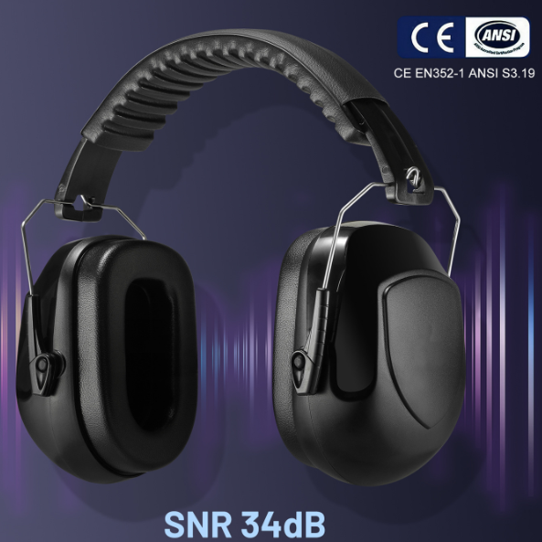 Casque antibruit pliable, recommandé pour une utilisation dans des environnements bruyants de 94 à 105 décibels, noir, 1 pièce. - 3