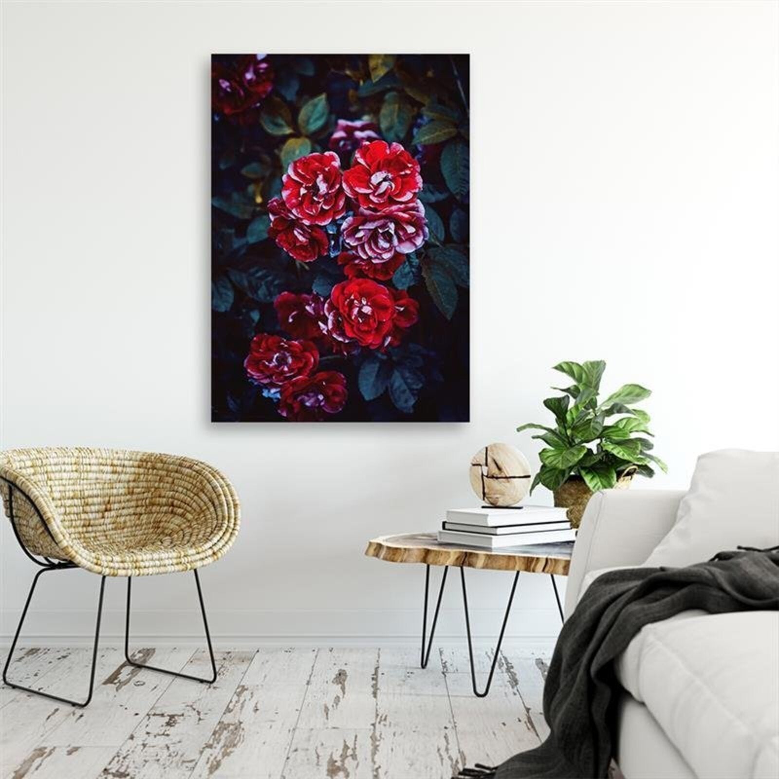 Tableau bois rose fleurs sur une branche - 50 x 70 cm - 3