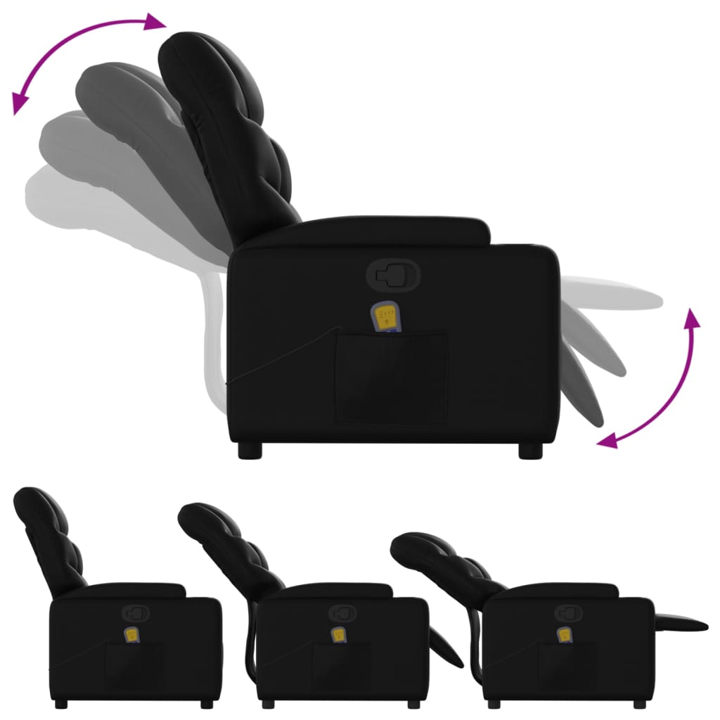 Fauteuil de Salon，Chaise，Fauteuil de massage inclinable noir similicuir - 5