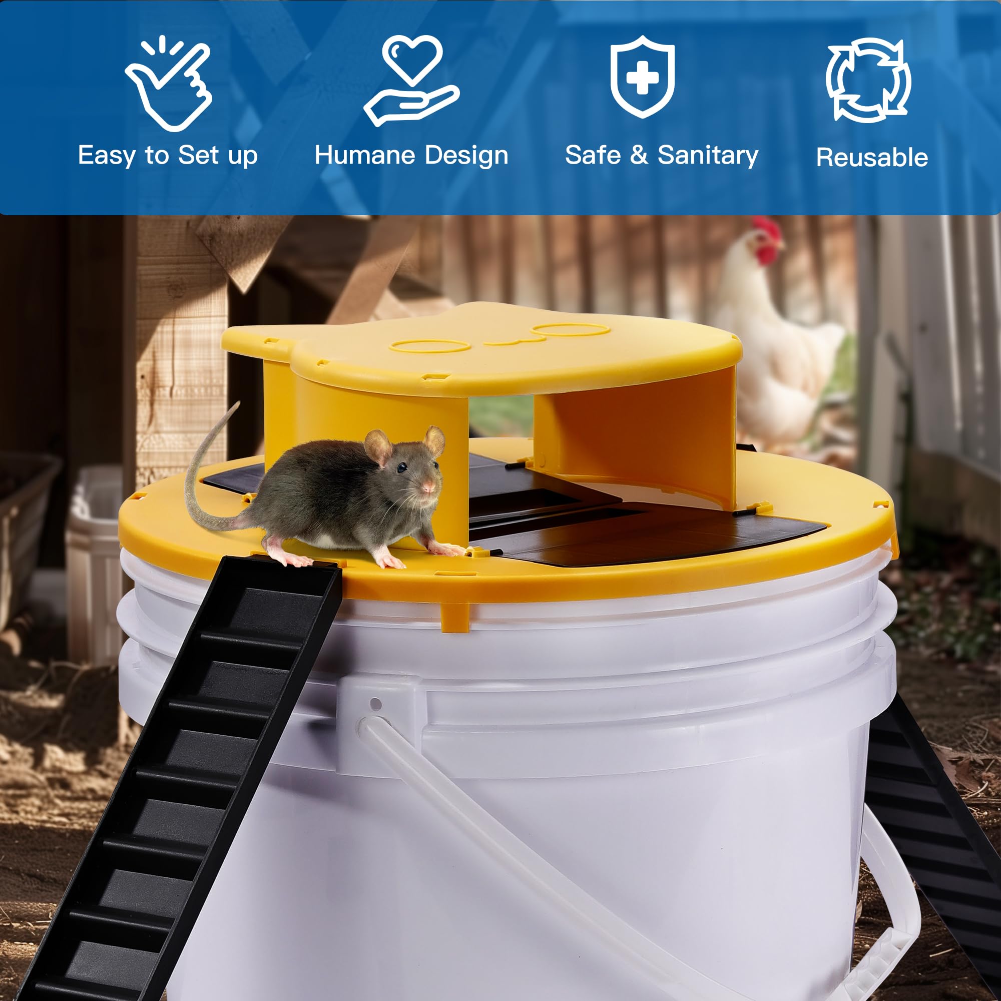1 confezione di trappola per topi a secchio, trappola per topi con ripristino automatico, adatta a secchi da 5 galloni, adatta casa/pollaio/giardino | Leroy Merlin