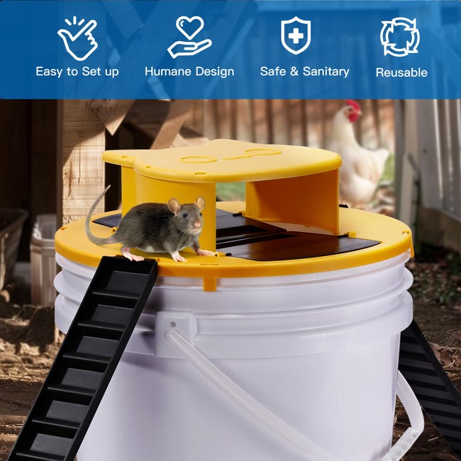 1 confezione di trappola per topi a secchio, trappola per topi con ripristino automatico, adatta a secchi da 5 galloni, adatta casa/pollaio/giardino | Leroy Merlin 1 confezione di trappola per topi a secchio, trappola per topi con ripristino automatico, adatta a secchi da 5 galloni, adatta casa/pollaio/giardino | Leroy Merlin