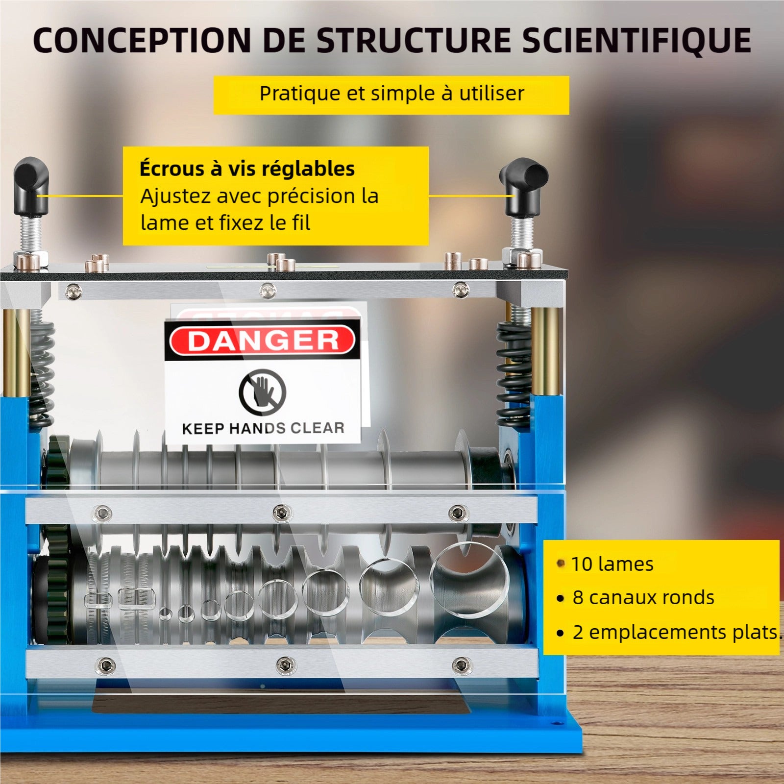 Machine à Dénuder Électrique 370 W VEVOR 1,5–38 mm 11 Canaux 10 Lames pour Recycler Fils et Câbles Cuivre Enlever Isolation - 6