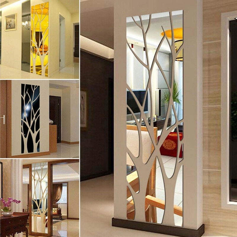 Miroir mural 3D en forme de branche d'arbre, idéal pour décorer un fond de télévision, un canapé, une chambre, etc. - 100 x 28 cm - 5