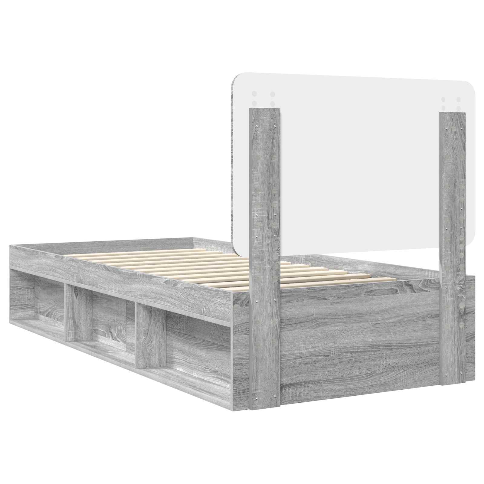 Cadre de lit gris 75 x 190 cm en bois de pin massif - 9