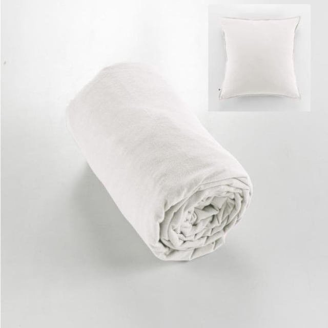 Drap housse flanelle chaude 140 x 190 cm Bonnet 30 cm + 2 taies 63 x 63 Blanc