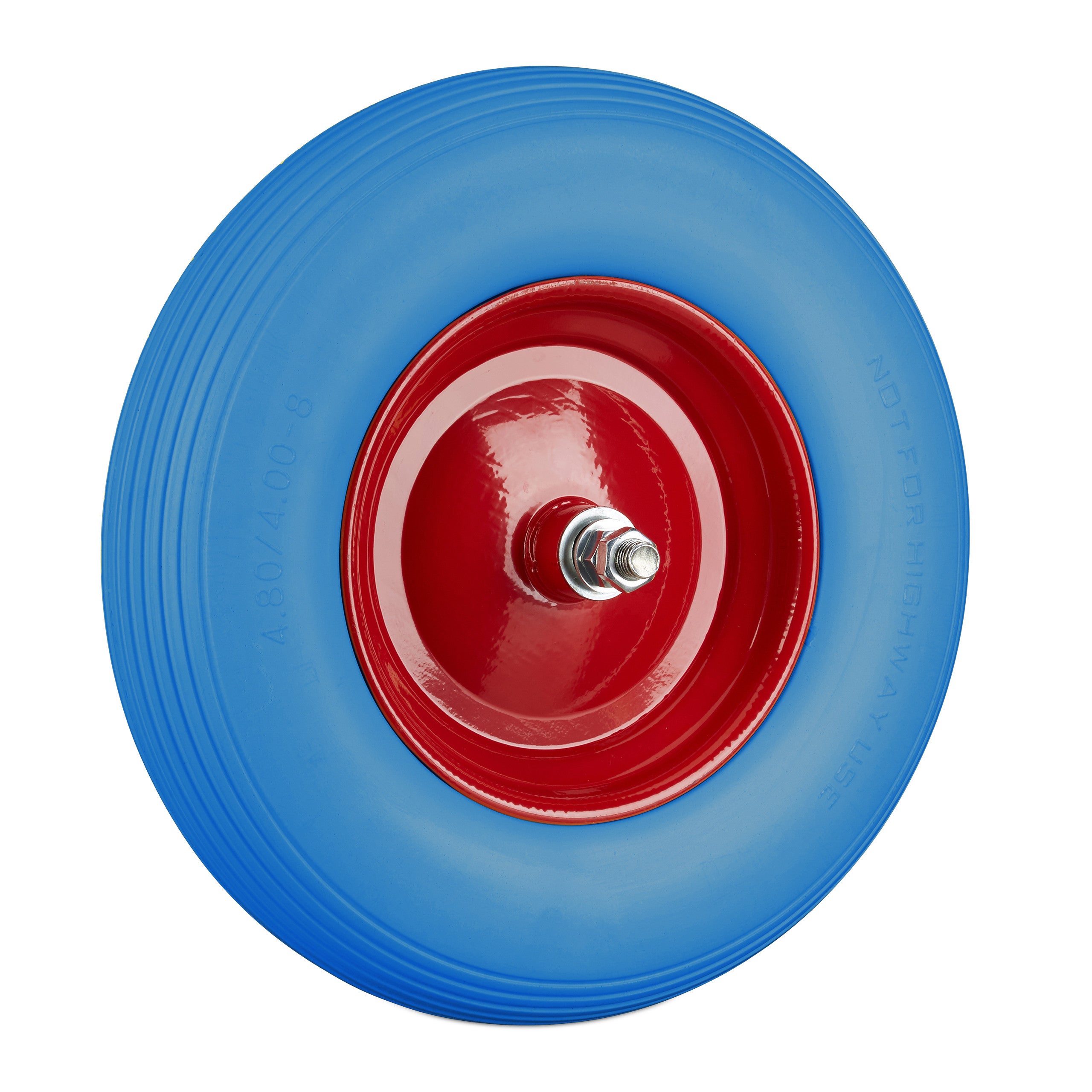 4 ruedas carretilla 4.80 4.00-8 con eje, goma, antipinchazos, resisten hasta 100 kg, recambios, azul y rojo