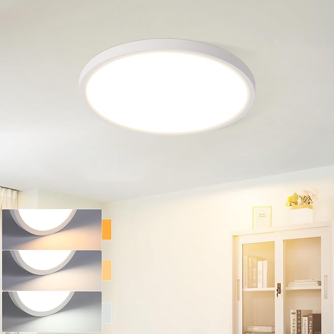 ZMH Minimalistyczna, biała lampa sufitowa LED 15 W, 18 cm, do łazienki i kuchni