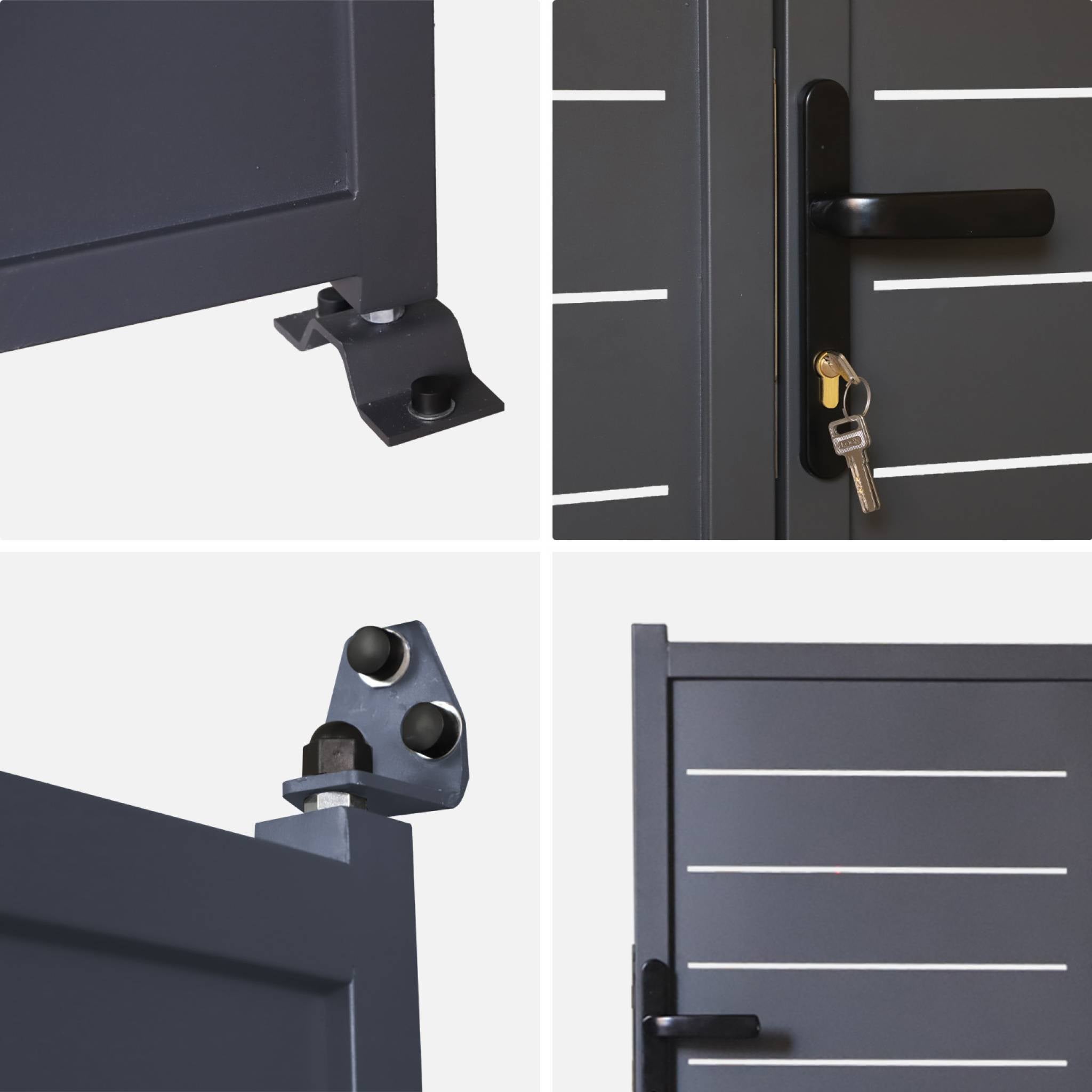 Portail de jardin acier galvanisé anthracite 2 portes avec serrure et poignée. fixation mur et sol - Axis AXIS - 5