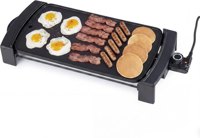 Elektryczny grill grillowy do podróży i na kemping (44 x 24 cm) | Płyta grzewcza o mocy 1820 W z lampką kontrolną, wbudowanym termostatem