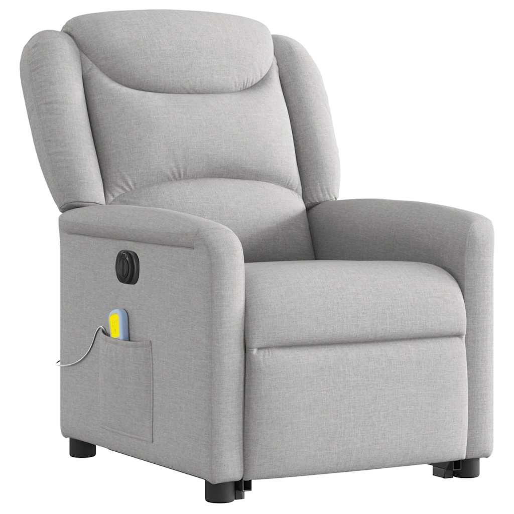 Fauteuil inclinable de massage | Fauteuil de relaxation | Chaise de relaxation électrique gris nuage tissu CFW947933 - 4
