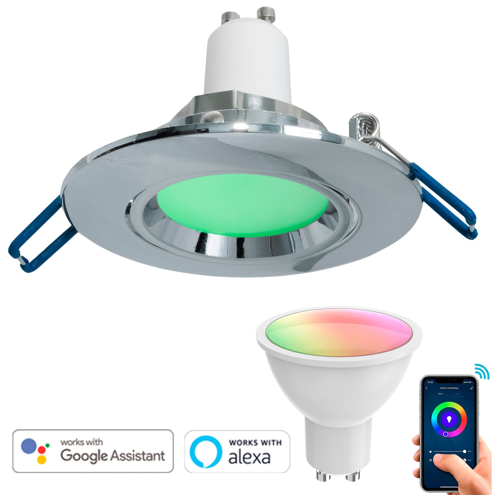 Spots WiFi Alexa 10 Spots LED Encastrés Intelligents - Dimmable 3000-6000K - Compatible Alexa/Google - IP67 - 45mm éclairage Jardin Intelligent