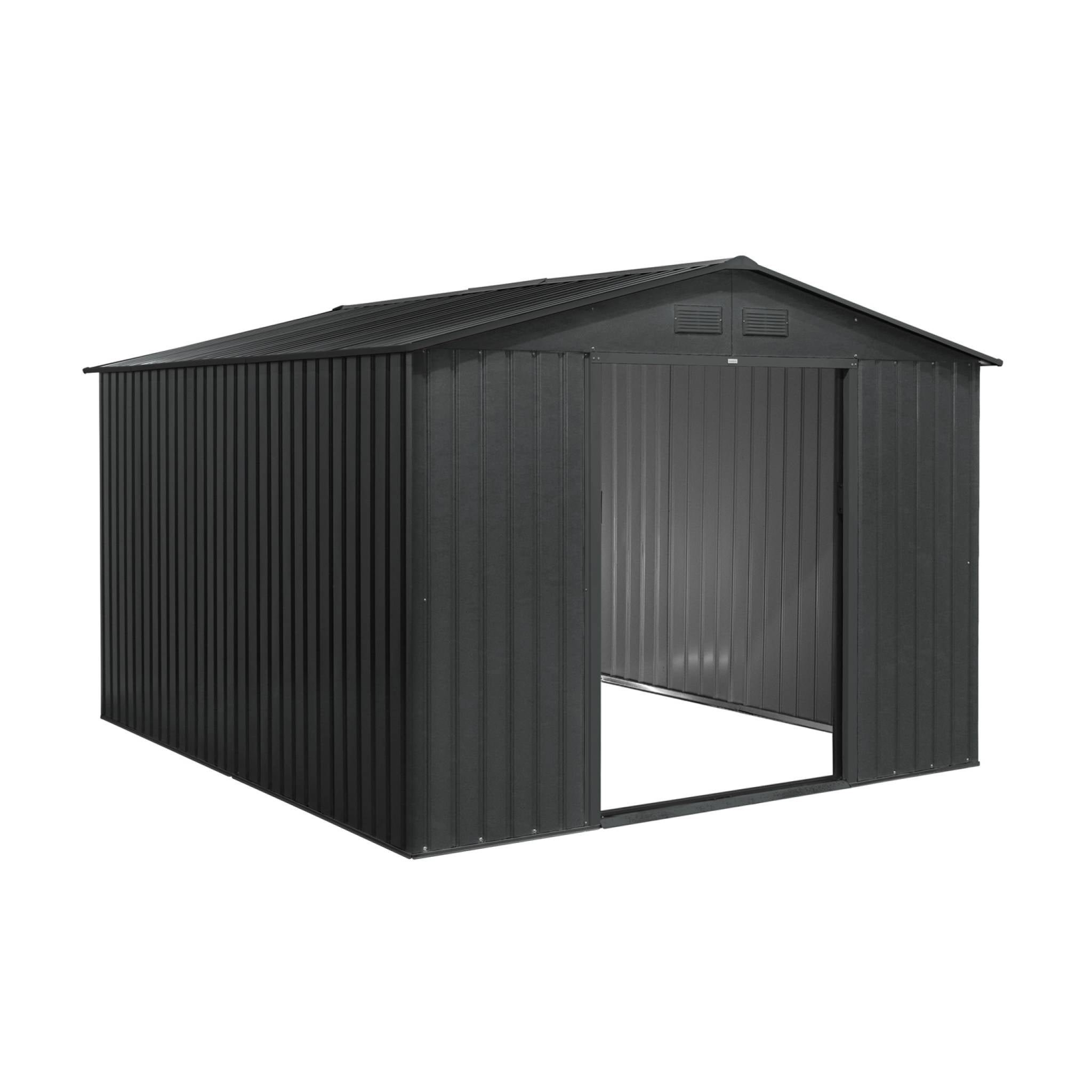 Abri de jardin en métal - FLANDRE 8.84m² gris anthracite - Cabane à outils avec deux grandes portes coulissantes. kit de - 2
