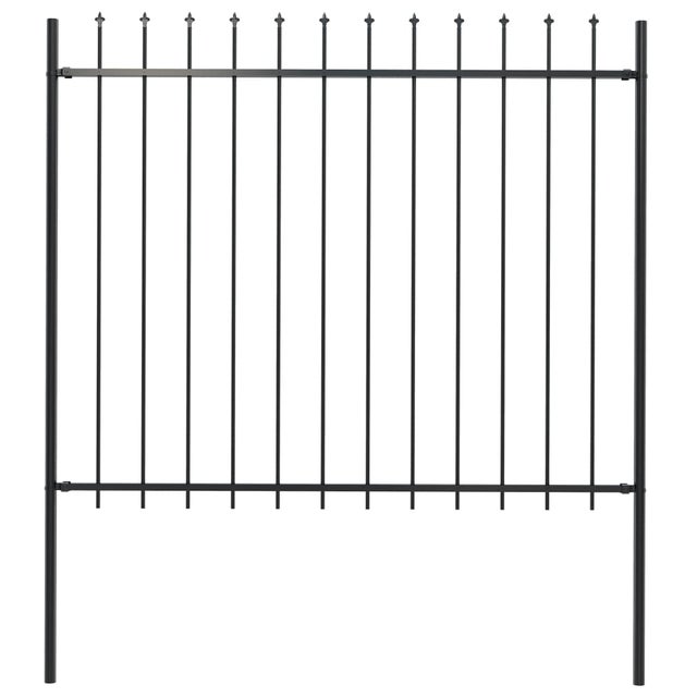 Recinzione da giardino con punta a lancia Acciaio 1,7 x 1,5 m Nera