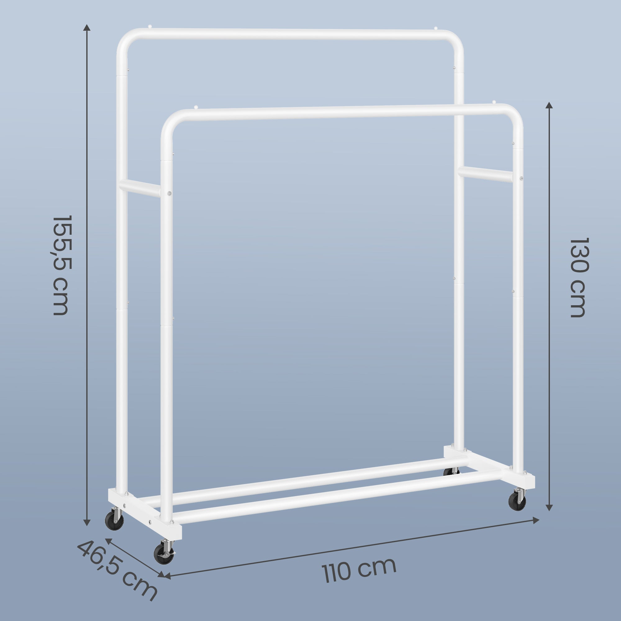 Portemanteau sur Roulettes, Portant à Vêtements Robuste, Charge 90 kg, Chambre, Blanc - 5