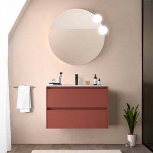 Mobiletto da bagno con lavabo singolo - 80 x 47 x 90 cm - lavabo in ceramica + 3 cassetti + 2