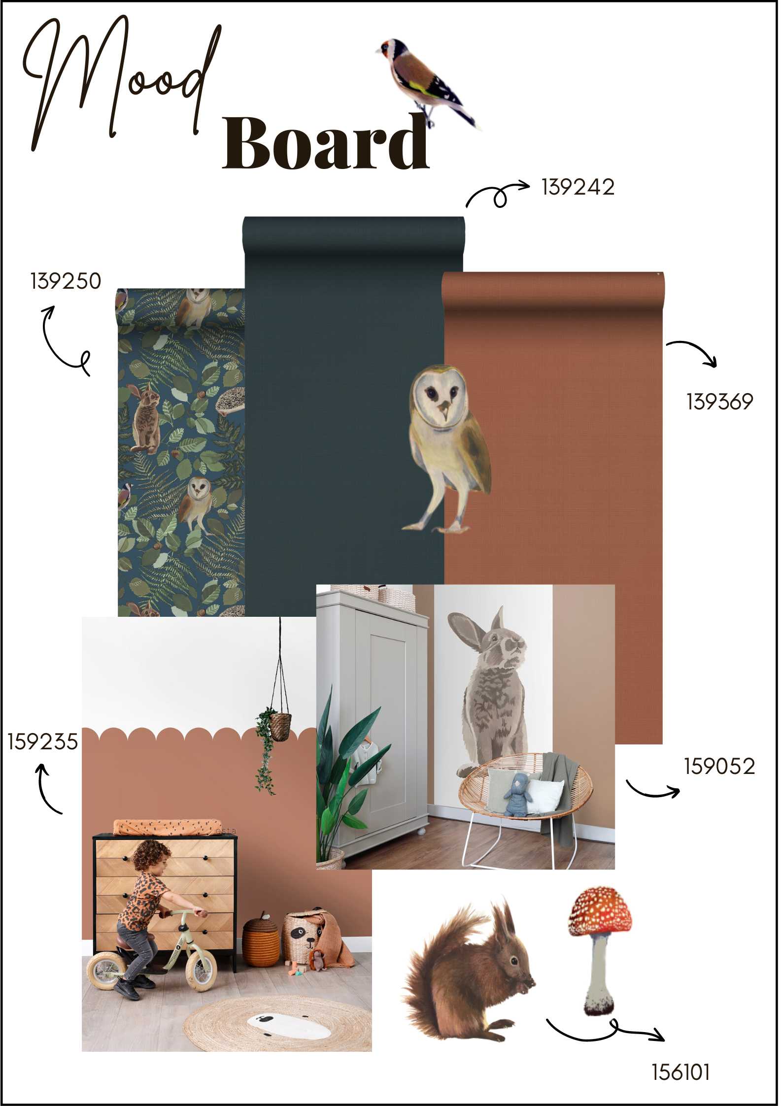 Adesivo da parete animali della foresta marrone - 47.5 x 66 cm - ESTAhome - 4