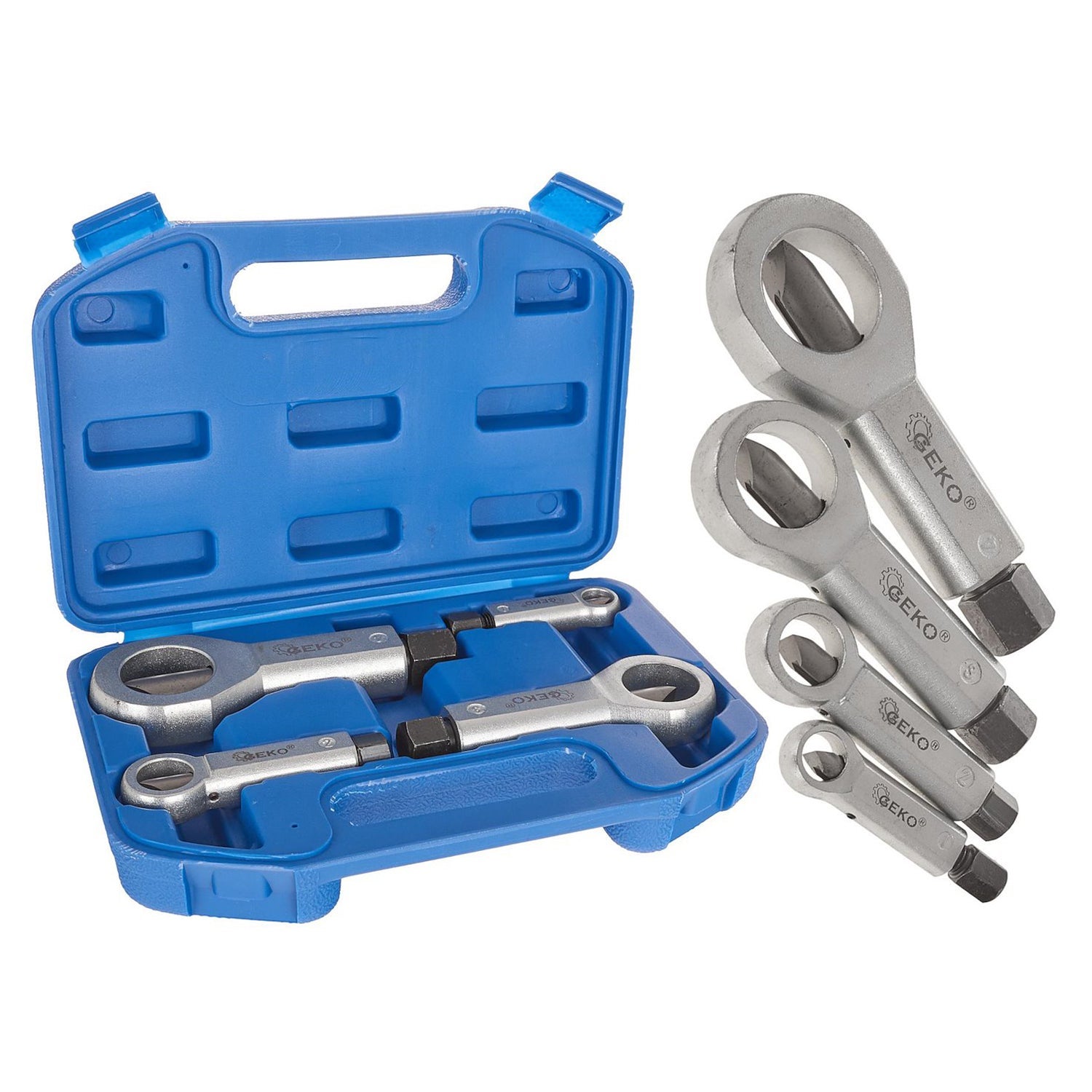 Set 4 dispozitive pentru taiat si extras suruburi / piulite rupte sau blocate 9-27 mm - GEKO 4buc