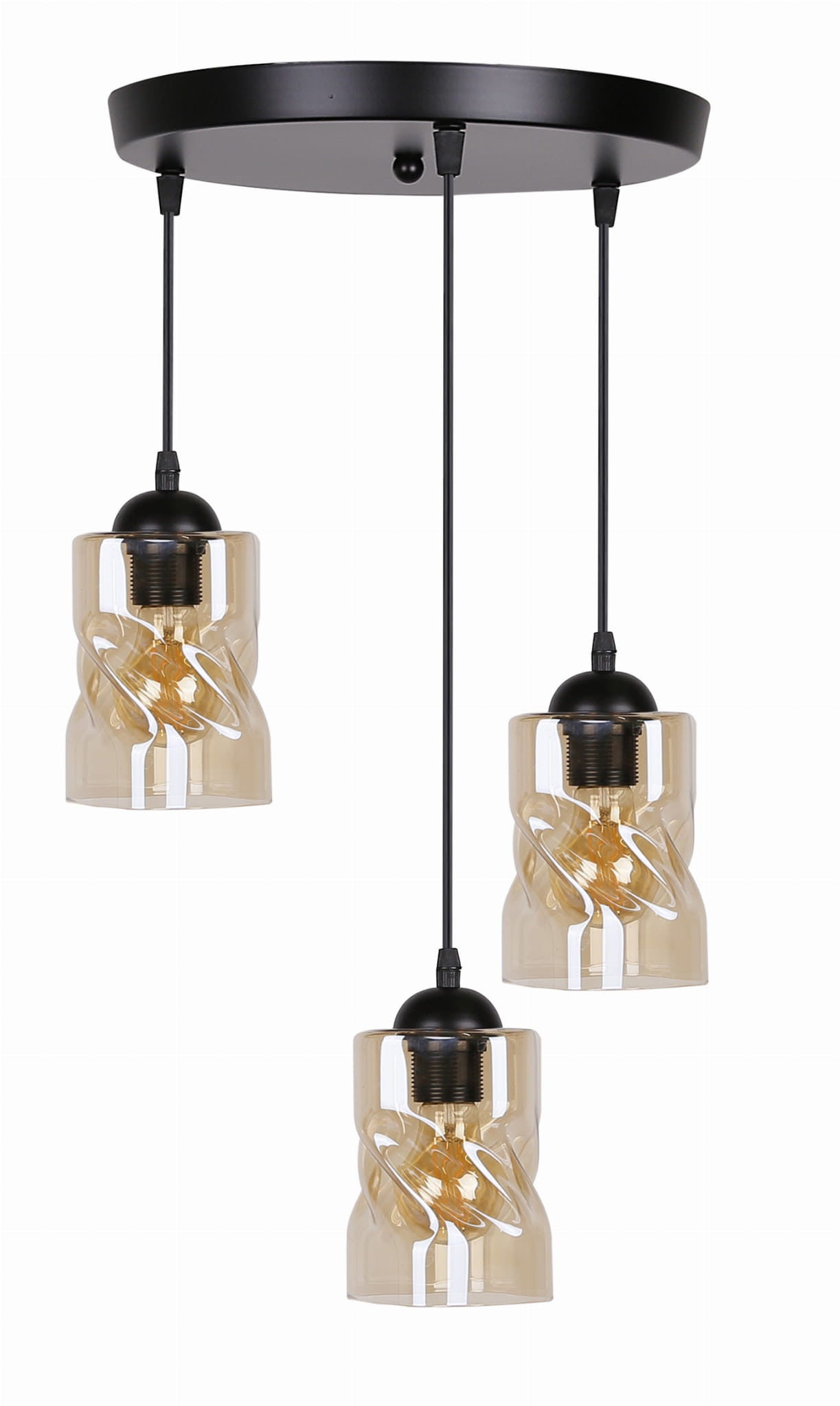 Lampa wisząca Felis czarno-herbaciany 3xE27x60W wym: 90 x 35 x 35 cm szkło Candellux