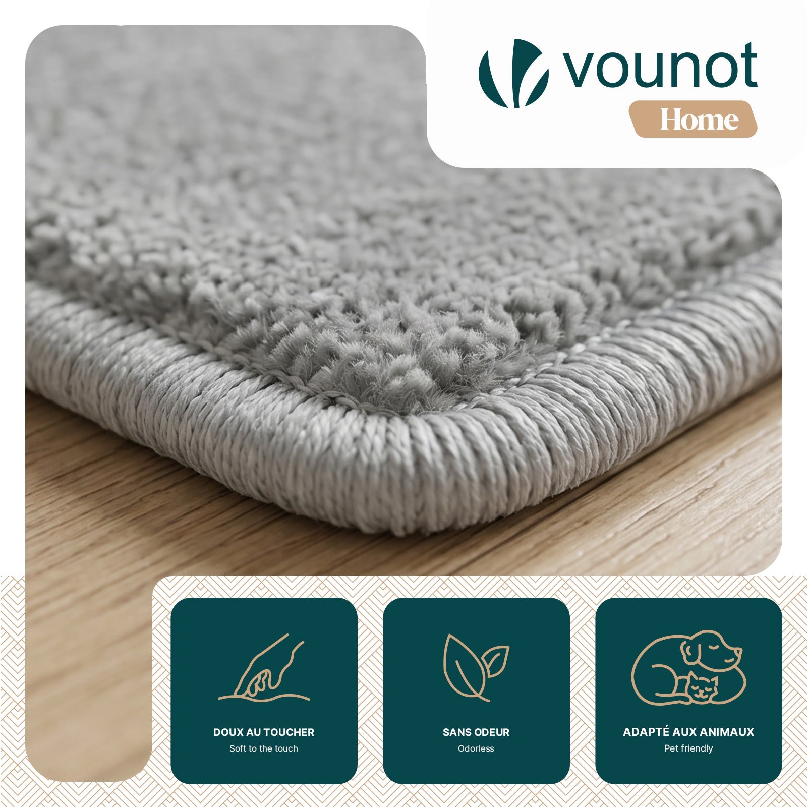 VOUNOT® Alfombra Moderna para Salón 160x230 cm, Gris - 4