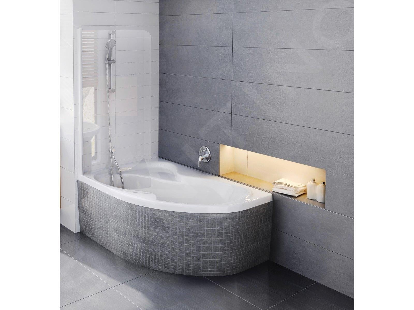 Rosa II 160 x 105 cm Baignoire d'angle orientation gauche en acrylique, sans pieds, blanc (CM21000000) - 8