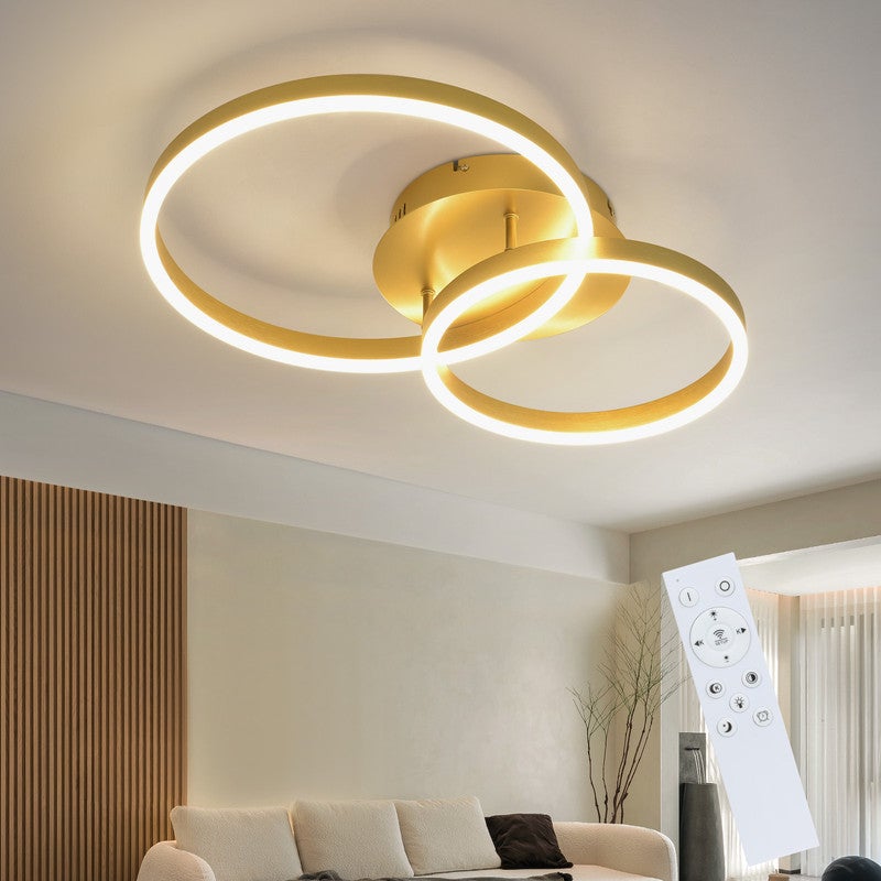 ZMH Lampa sufitowa LED 46W Ściemnialna złota z pilotem do sypialni salonu i jadalni
