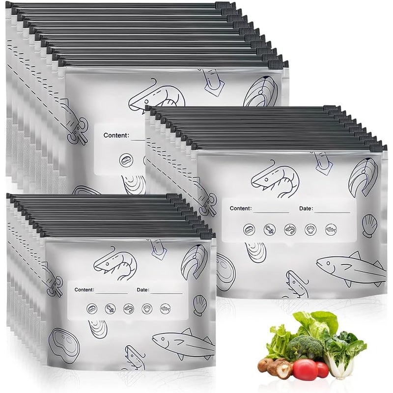Opakowanie 30 torebek strunowych do mrożenia, torebek do przechowywania żywności, torebek wielokrotnego użytku na żywność, torebek do przechowywania p
