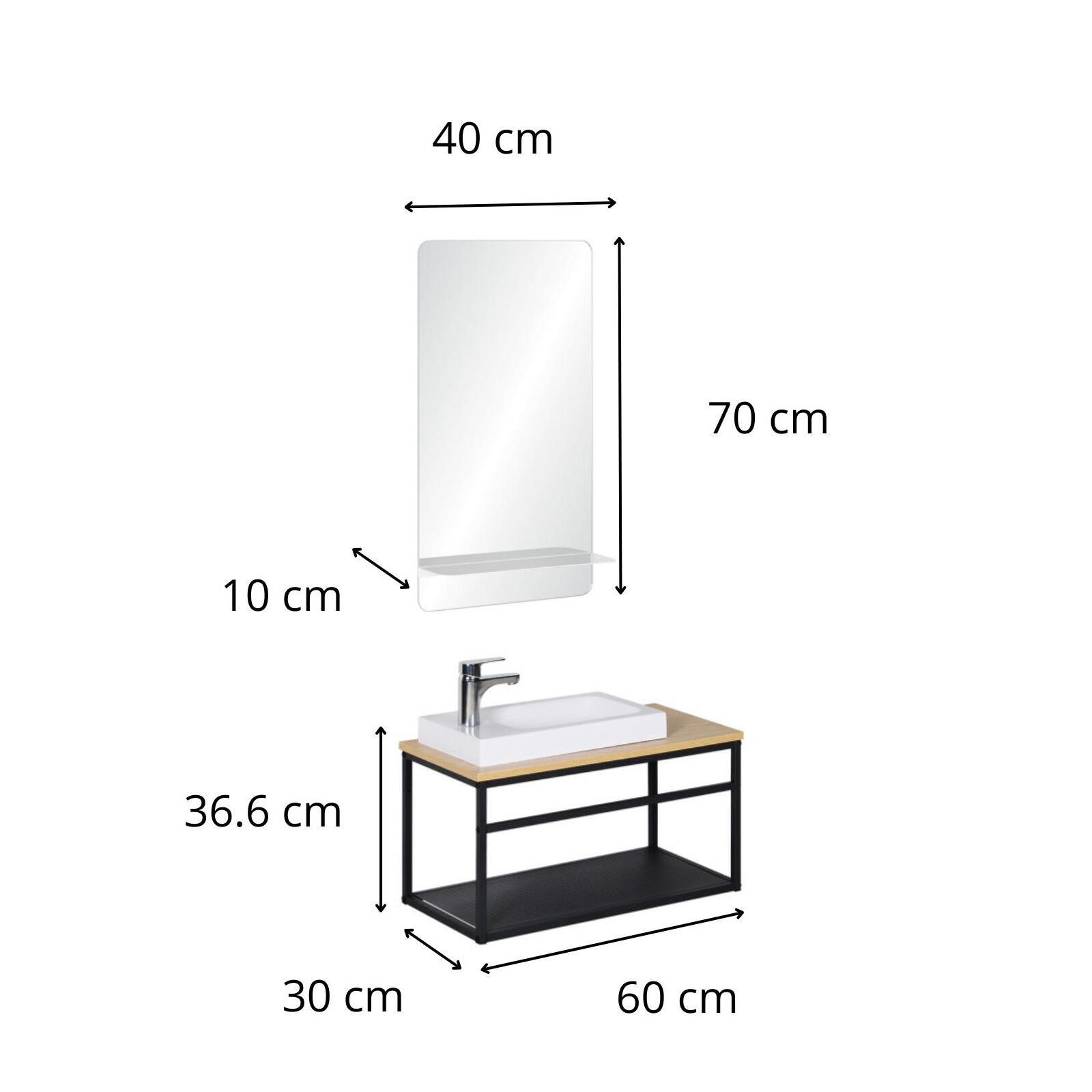Ensemble lave-mains WILO grande largeur avec robinet et miroir 60cm - 3