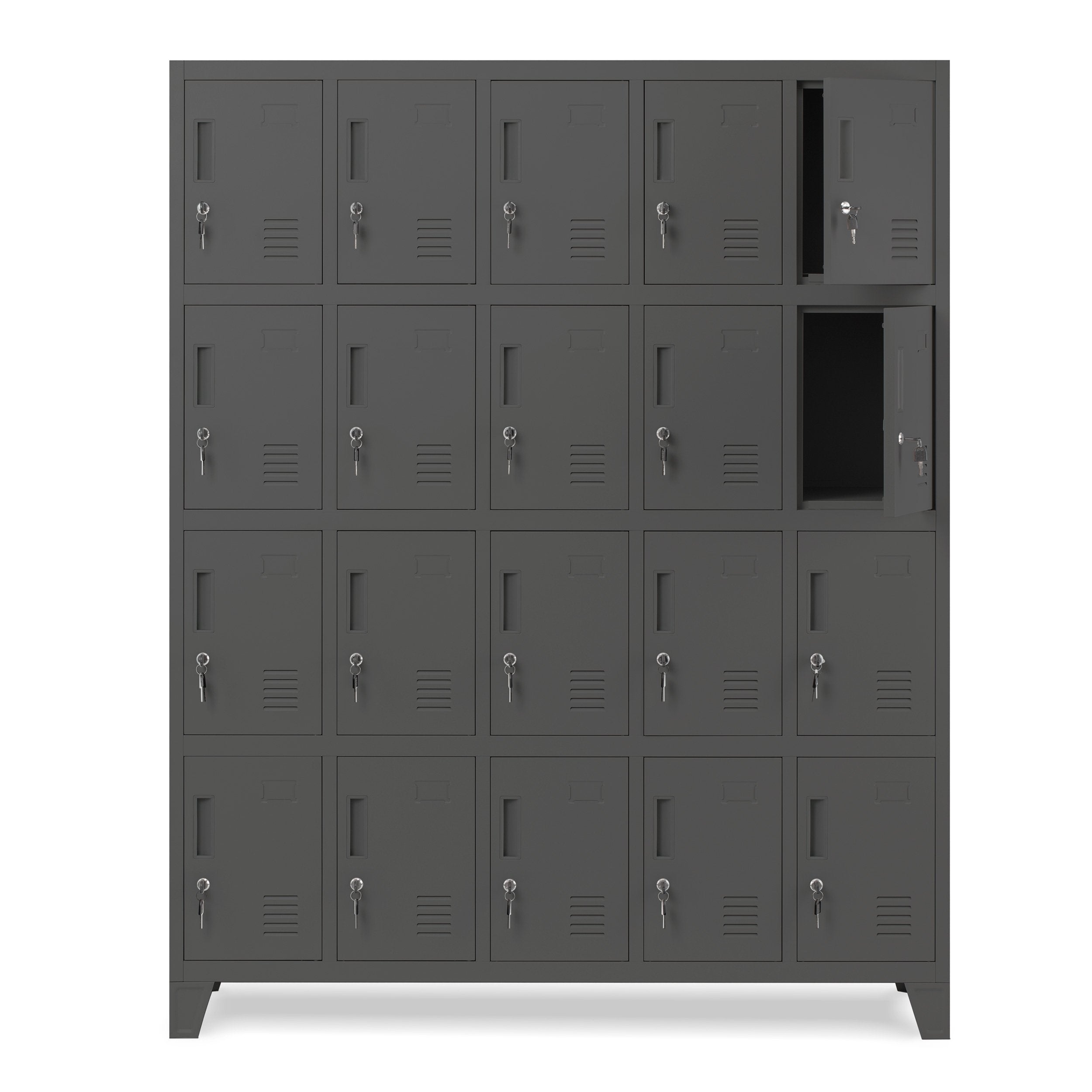 Metalowa Szafka Ubraniowa z 20 Skrytkami, Malowanie Proszkowe 172 x 136 x 45 cm (Antracytowa)
