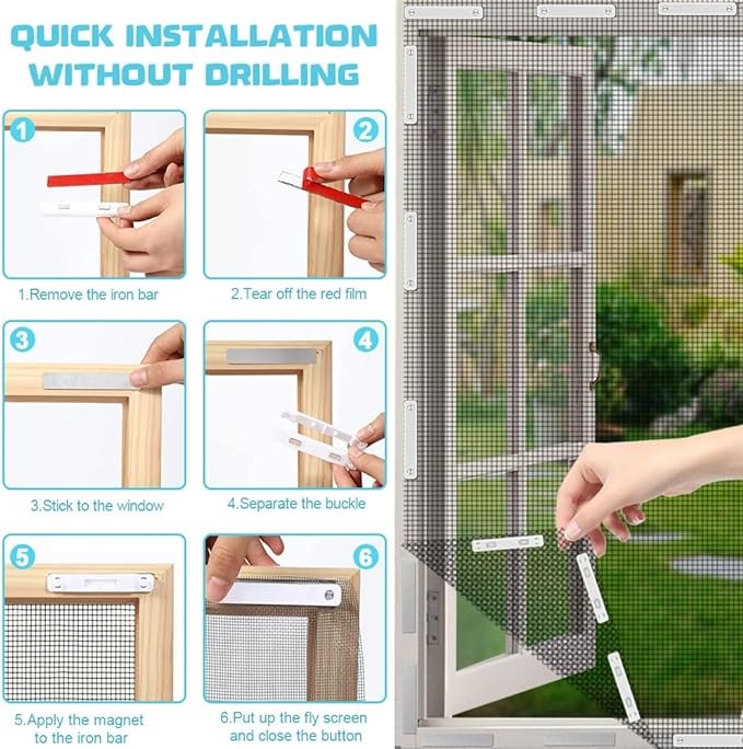 Paquete de 12 imanes antimosquitos para ventanas, abrazaderas para mosquitos, abrazaderas autoadhesivas para mosquitos, no requiere perforación blanco - 5