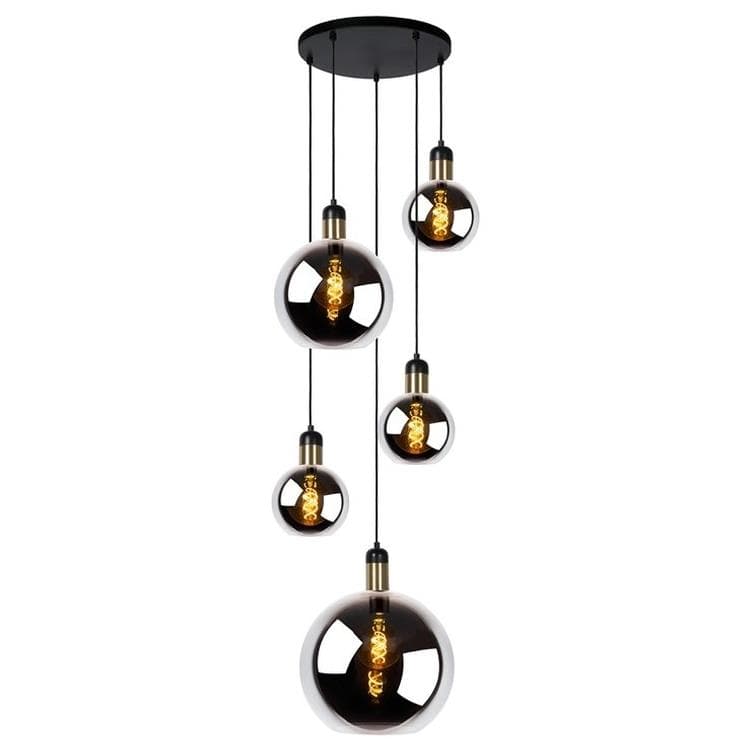 Lampa wisząca JULIUS czarno-szara-złota 5 x E27 x 40W wym:150x50x50cm Lucide