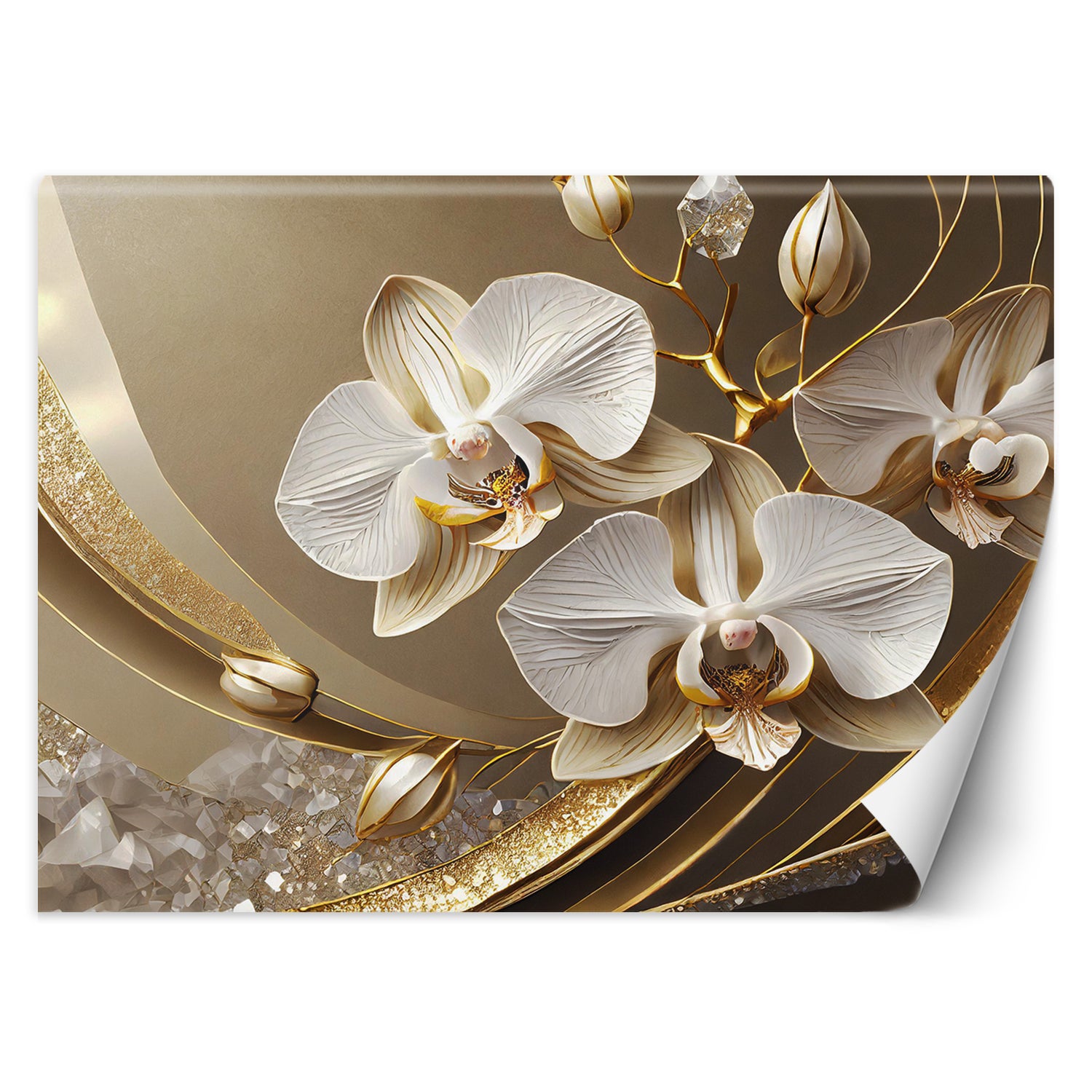 Fototapeta, Złota Orchidea Kwiat 3D 100x70