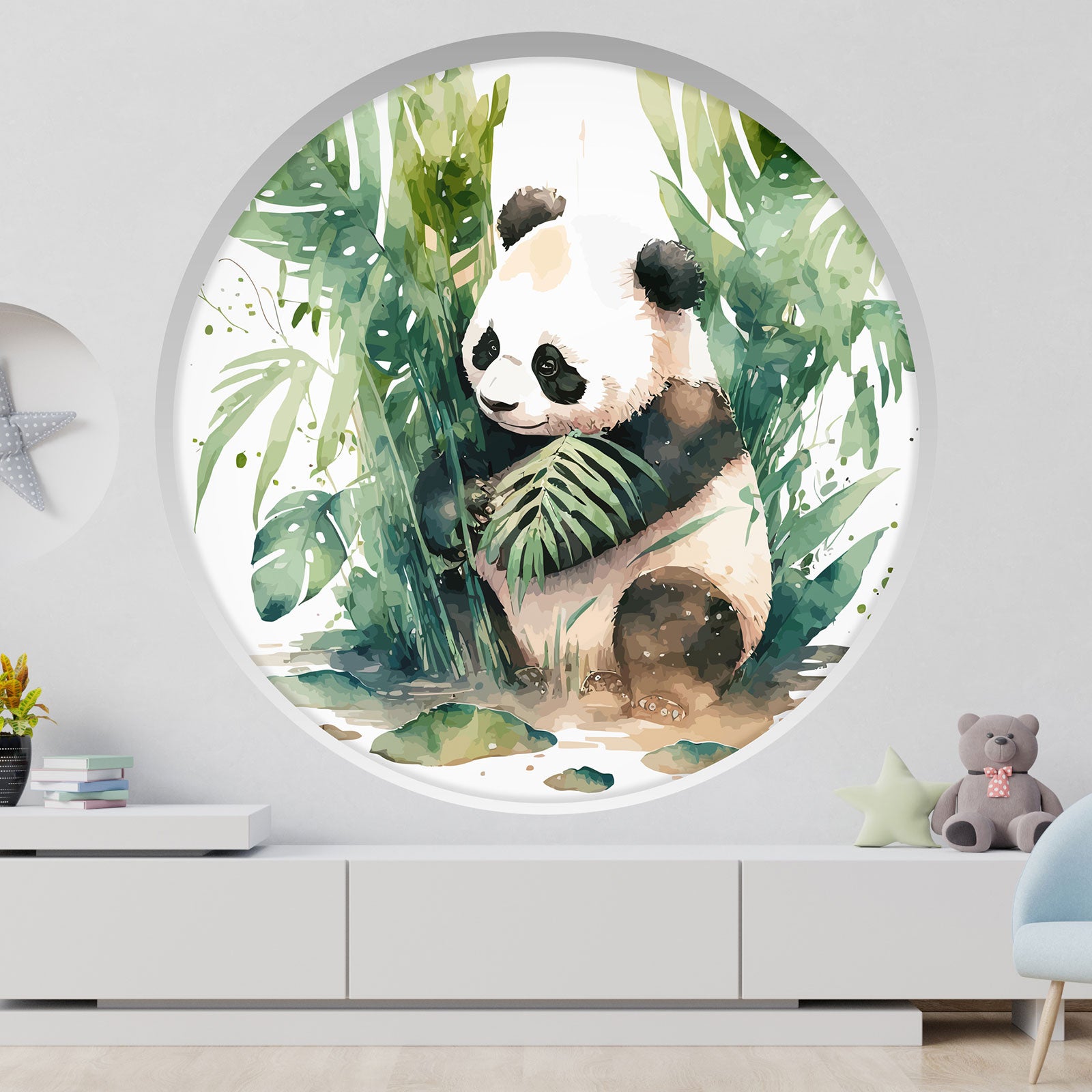 Stickers Trompe l'oeil Arche ronde Enfants - Panda - Diamètre 50 cm ...