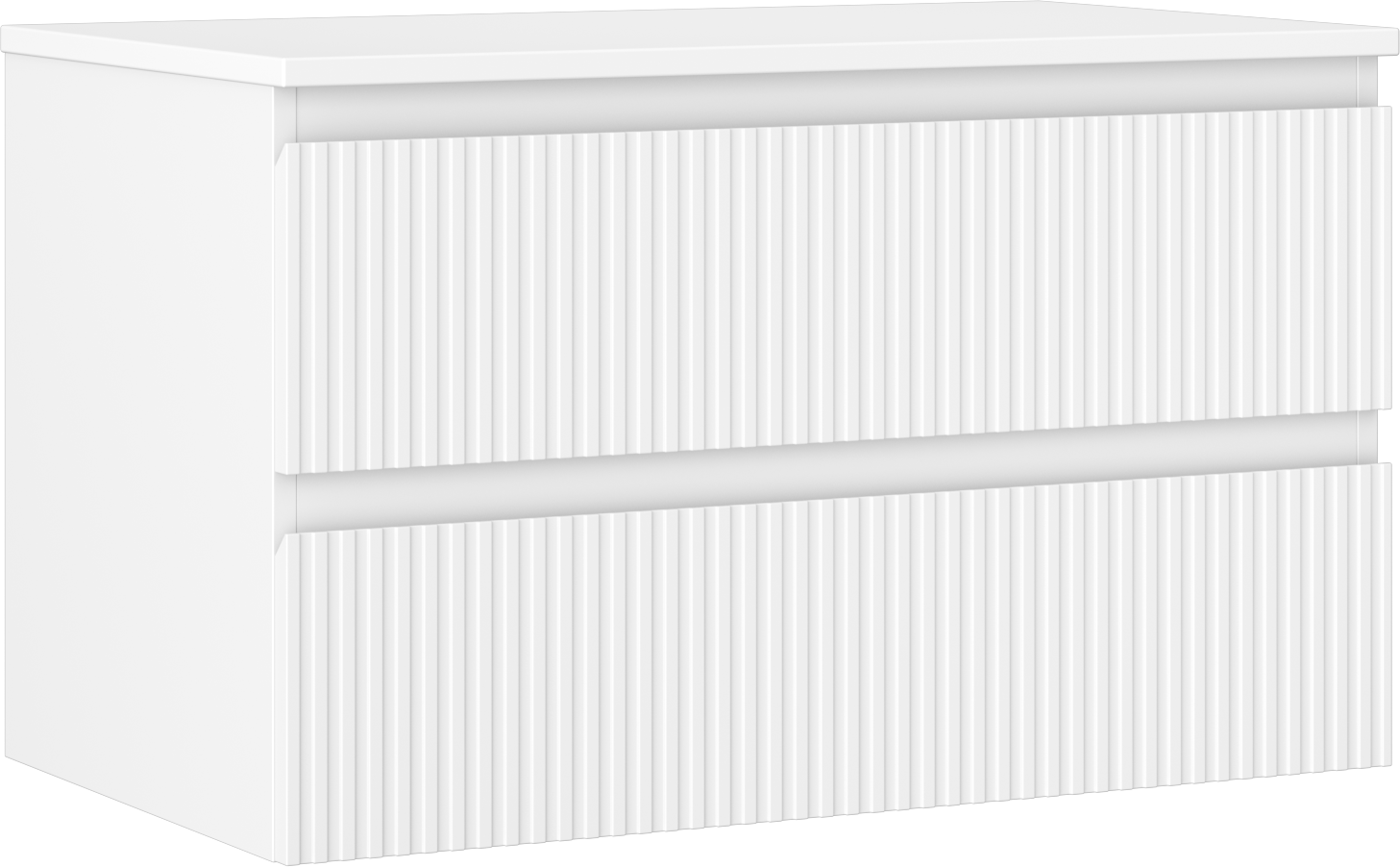 Mexen Rivel szafka łazienkowa podumywalkowa 80 cm z blatem, 2 szuflady, ryflowana , biała mat - 91A20-08047-2-BFFC01