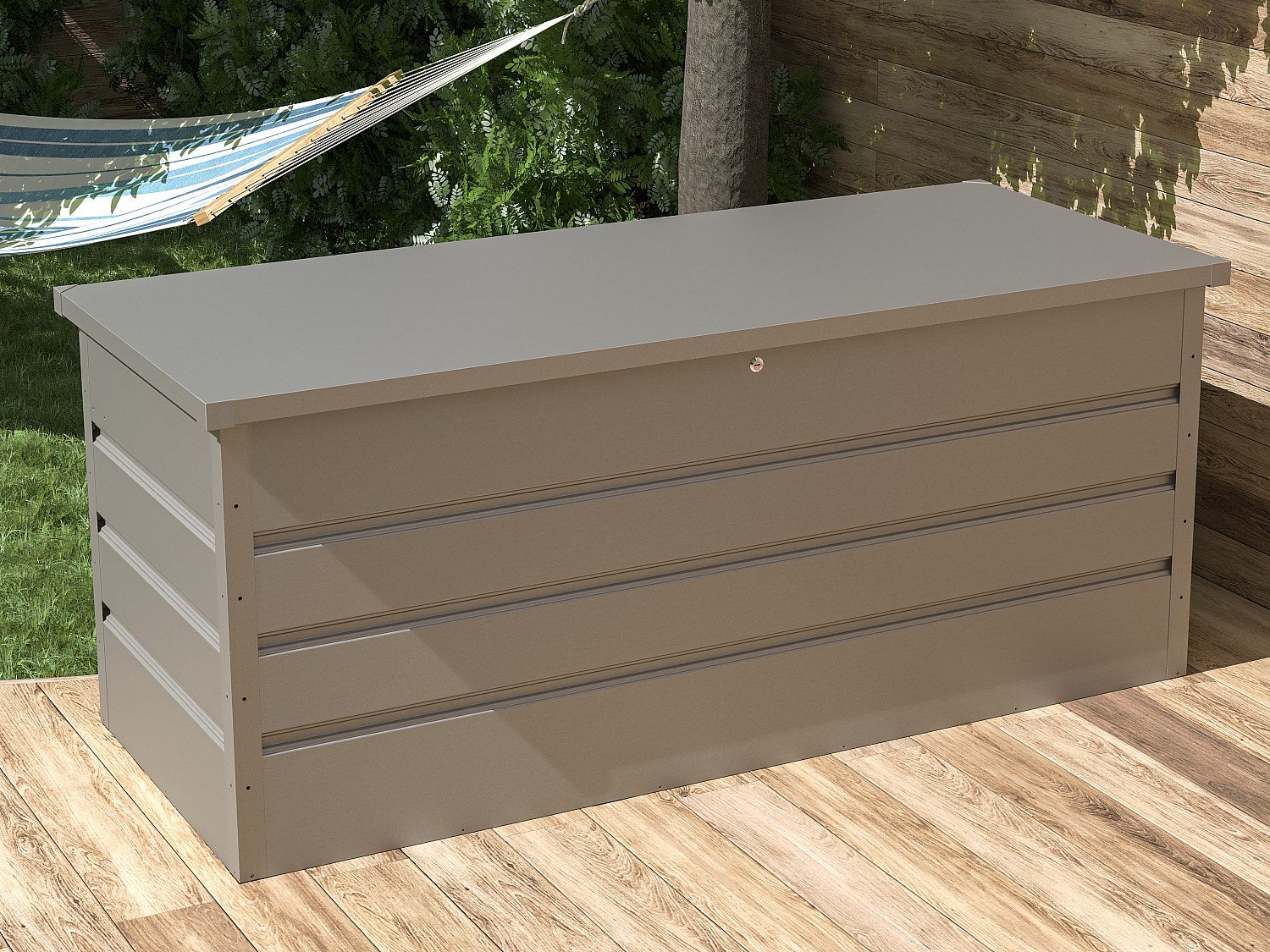 Skrzynia ogrodowa ze stali ocynkowanej szara - 750L - TOMASO