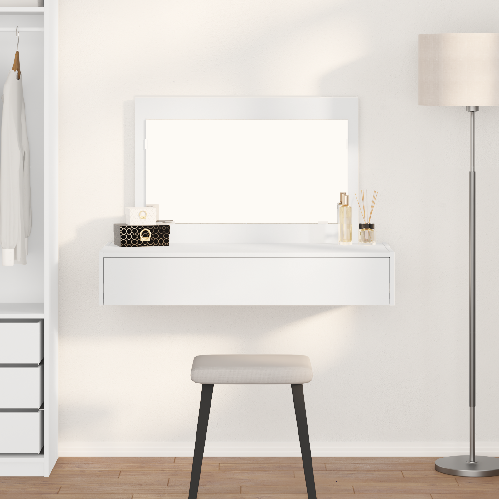 Vetrina Bassa ASM Thin, Legno Wotan E Alluminio Nero, 100x123x40 Cm, Con Ante In Vetro - 3