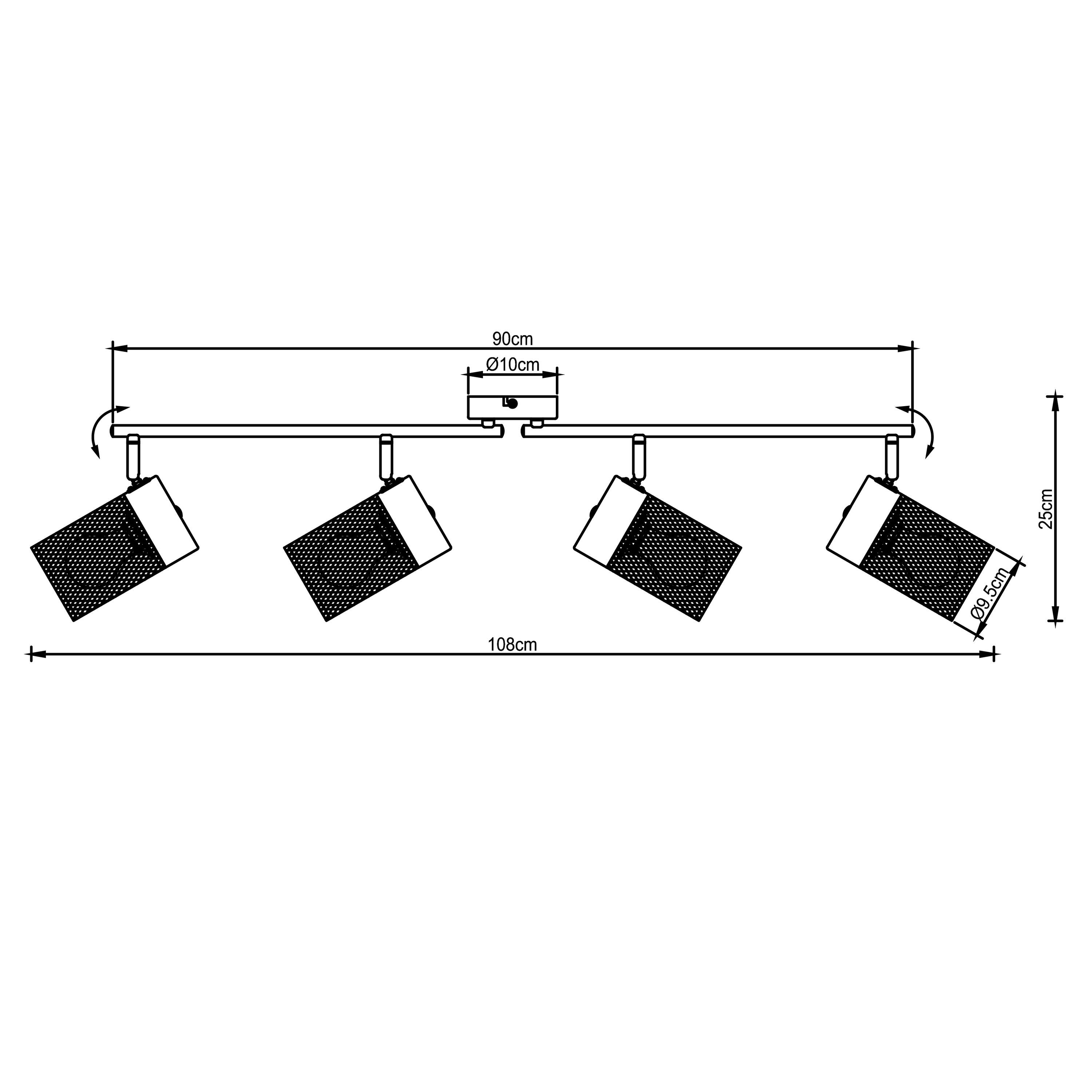 Spot Brilliant Kamolo 4-płomienny czarny matowy, metal, 4x A60, E27, 40 W - 7