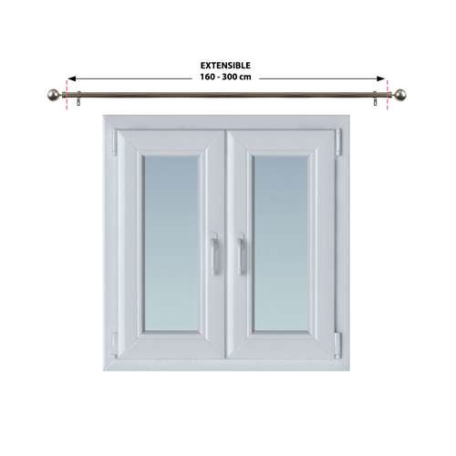 Bastone per tende color argento estensibile con terminale Sfera, 160–300 cm, installazione a parete - 4