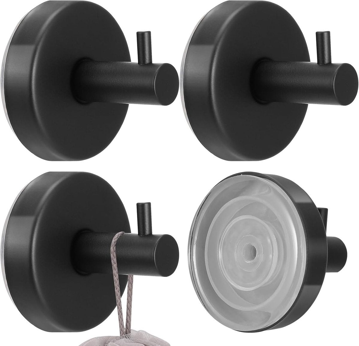 Set de 4 piese, Cârlige cu ventuză, Cârlige pentru prosoape fără găurire, Cârlige cu ventuză pentru duș, baie, bucătărie, ușă de sticlă 4buc