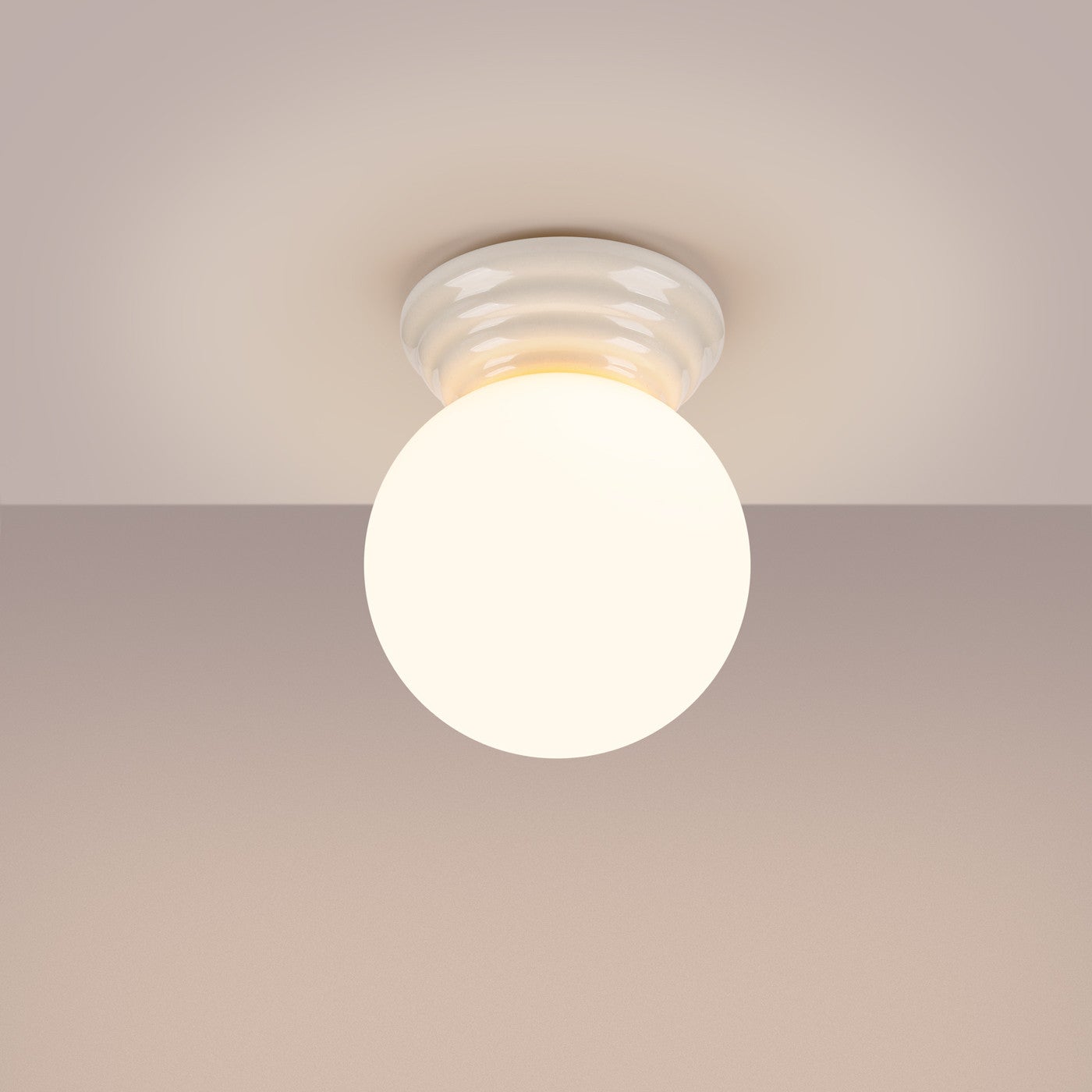 Lampa sufitowa ceramiczna szkliwiona ZORI biała 1xG9x8W ceramika / gips wym:12x12x16cm IP44 Sollux Lighting - 3